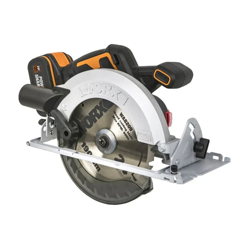 Циркулярная пила WORX WX520 20V 190мм аккумуляторная бесщеточная, с АКБ на 4 А*ч и ЗУ